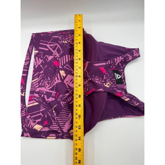 Reebok Women’s Printed Medium Support Cropped Tank Bra Size M Purple Pink - Picture 2 of 6